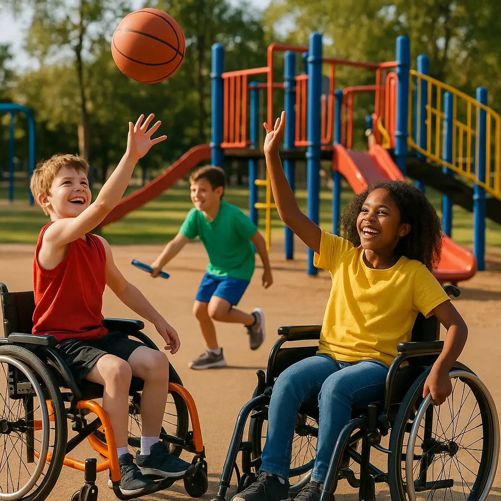 Physical Disabilities in Children (Orthopedic Impairments) : Understanding, Supporting, and Empowering Children with physical disabilities enjoying adaptive sports outdoors.