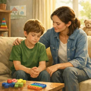 Common Mistakes Parents Make When Supporting a Child with Autism Parent calming an autistic child during a meltdown at home