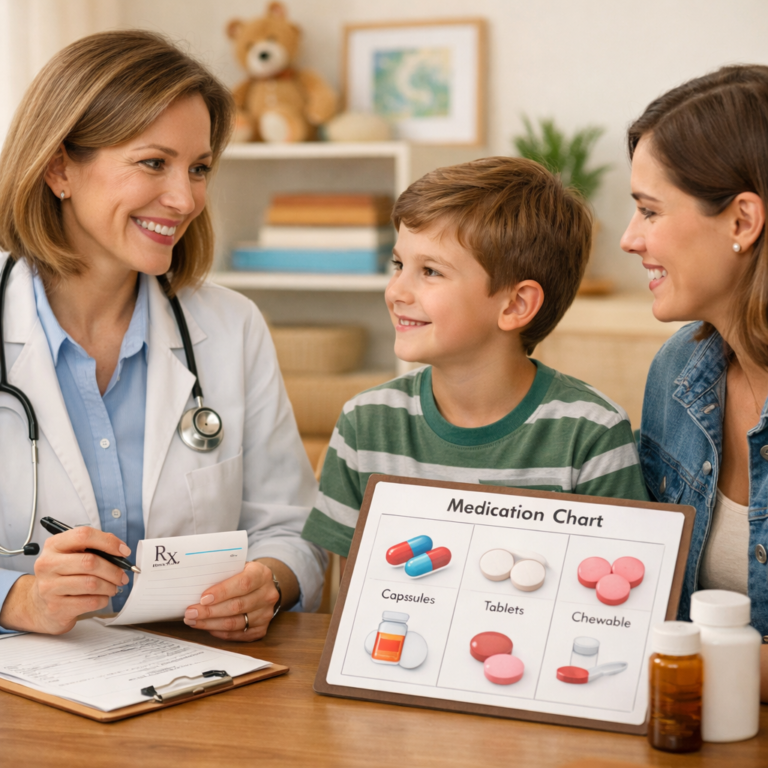 ADHD Medication for Children: A Parent's Guide to Stimulants, Non-Stimulants, and What to Expect A pediatrician discusses ADHD medication options with a child and parent, guiding the family through the decision-making process.