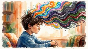 Artistic illustration showing emotional intensity in gifted children, representing the overexcitabilities that are part of their social and emotional needs.